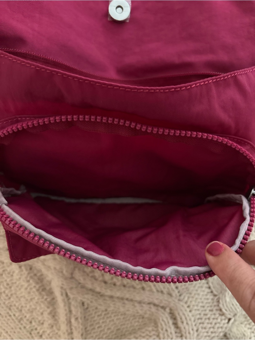 Kipling Raspberry Pink Small Flap Backpack with Monkey Keychain - Picture 8 of 9